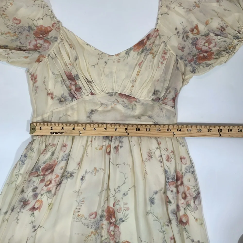 LoveShackFancy Angie Dress Size 6 Delicate Floral 100% Silk Maxi Dress - Picture 7 of 13